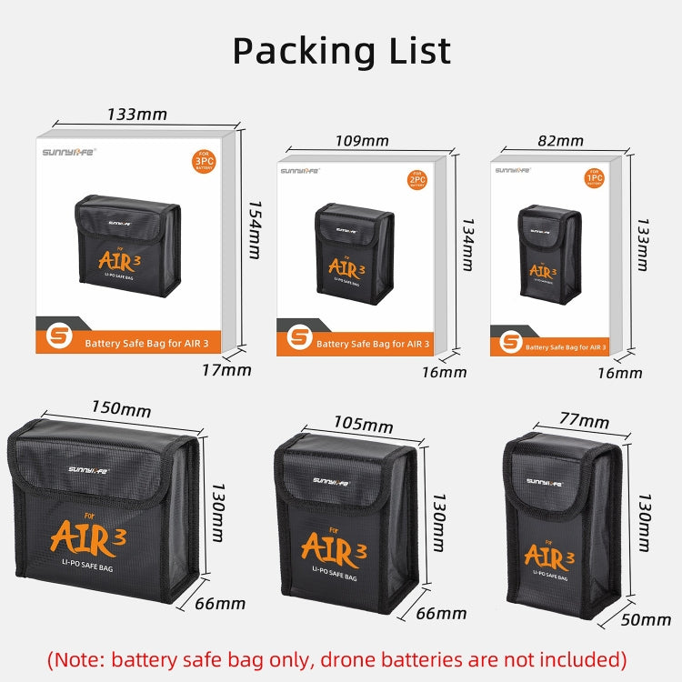 Sunnylife Battery Explosion-proof Safe Bag Protective Li-Po Safe Bag, For DJI Air 3 For 1pc Battery, For DJI Air 3 For 2pcs Batteries, For DJI Air 3 For 3pcs Batteries Sunnylife Battery Explosion-proof Safe Bag Protective Li-Po Safe Bag, For DJI Air 3 For 1pc Battery, For DJI Air 3 For 2pcs Batteries, For DJI Air 3 For 3pcs Batteries